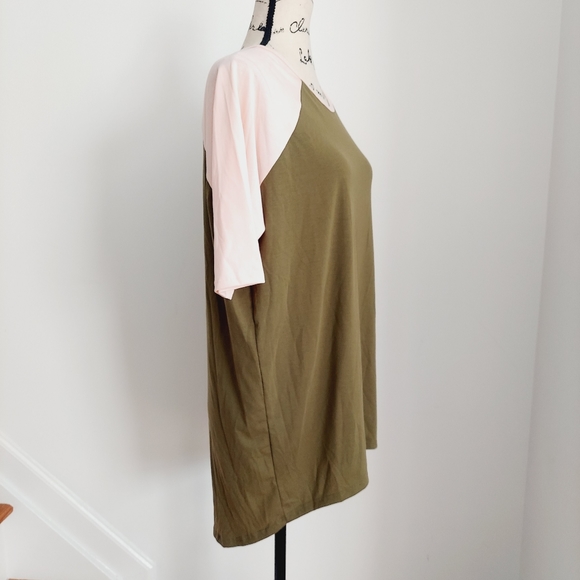 NWT LulaRoe Irma Green Peach Tunic Top Short Sleeve XXS - Picture 3 of 7